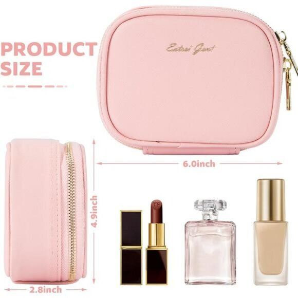 Small makeup bag with mirror and light travel cosmetic organizer toiletry case - Picture 3 of 7